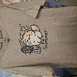 Gildan Gray Tee with Cat and Fan Graphic